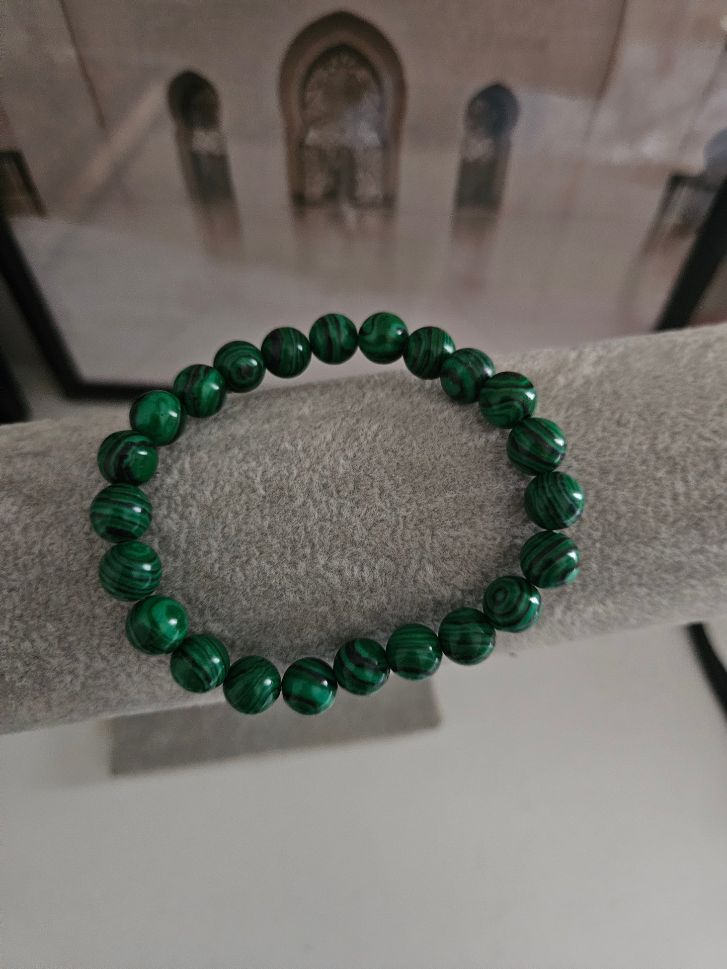Bijoux bracelet perles vertes malachites