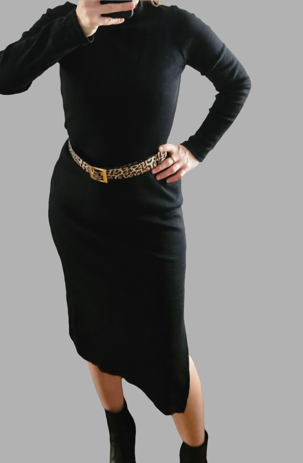 Robe noire mi longue en maille