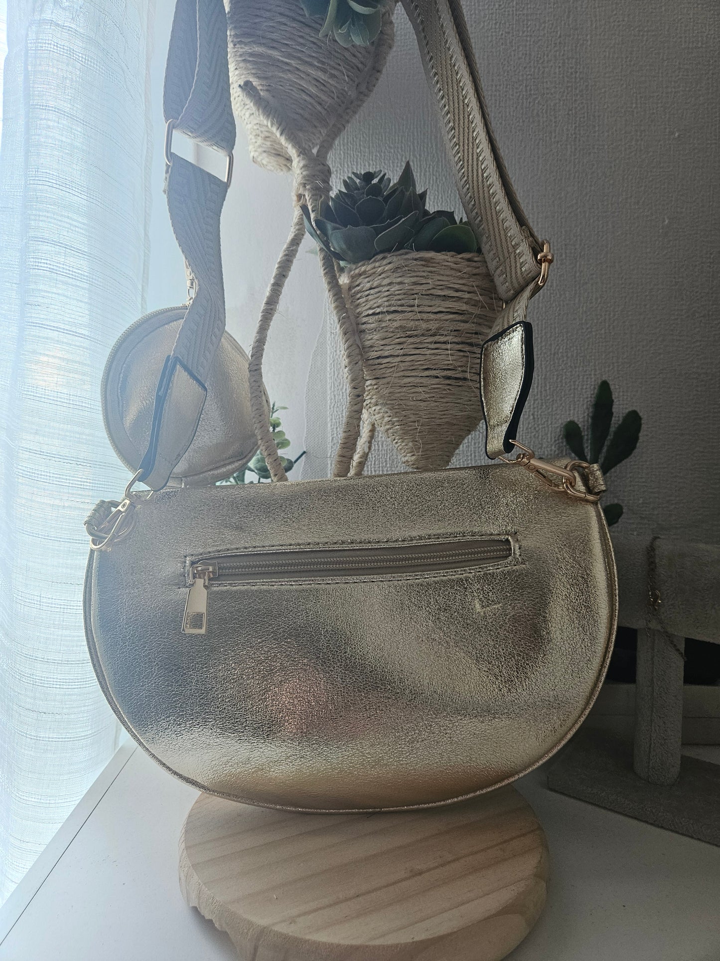 Sac banane doré irisé et porte monnaie