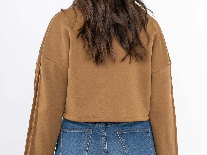 Sweat crop top Camel