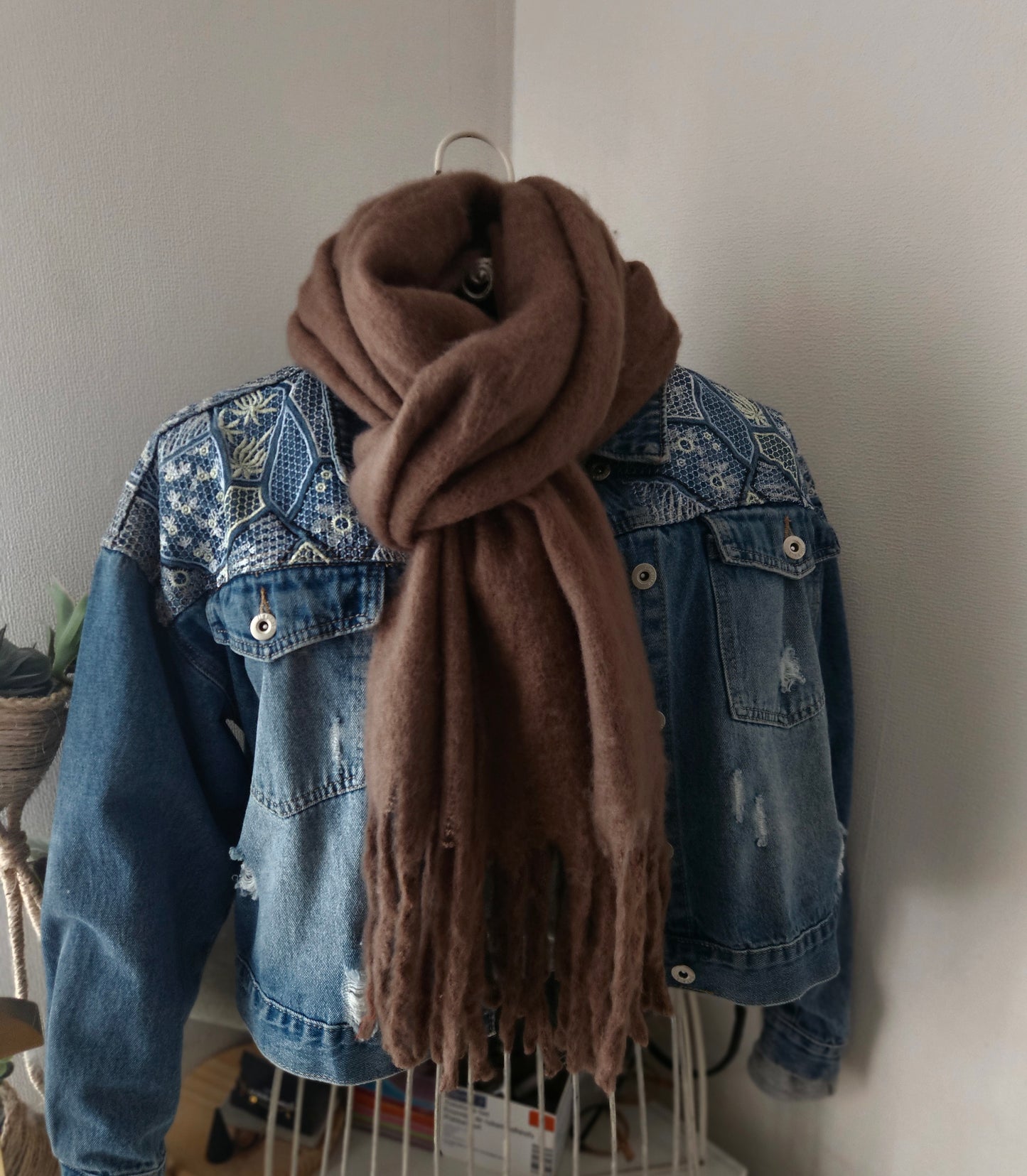 Écharpe marron XL super chaude douce en viscose