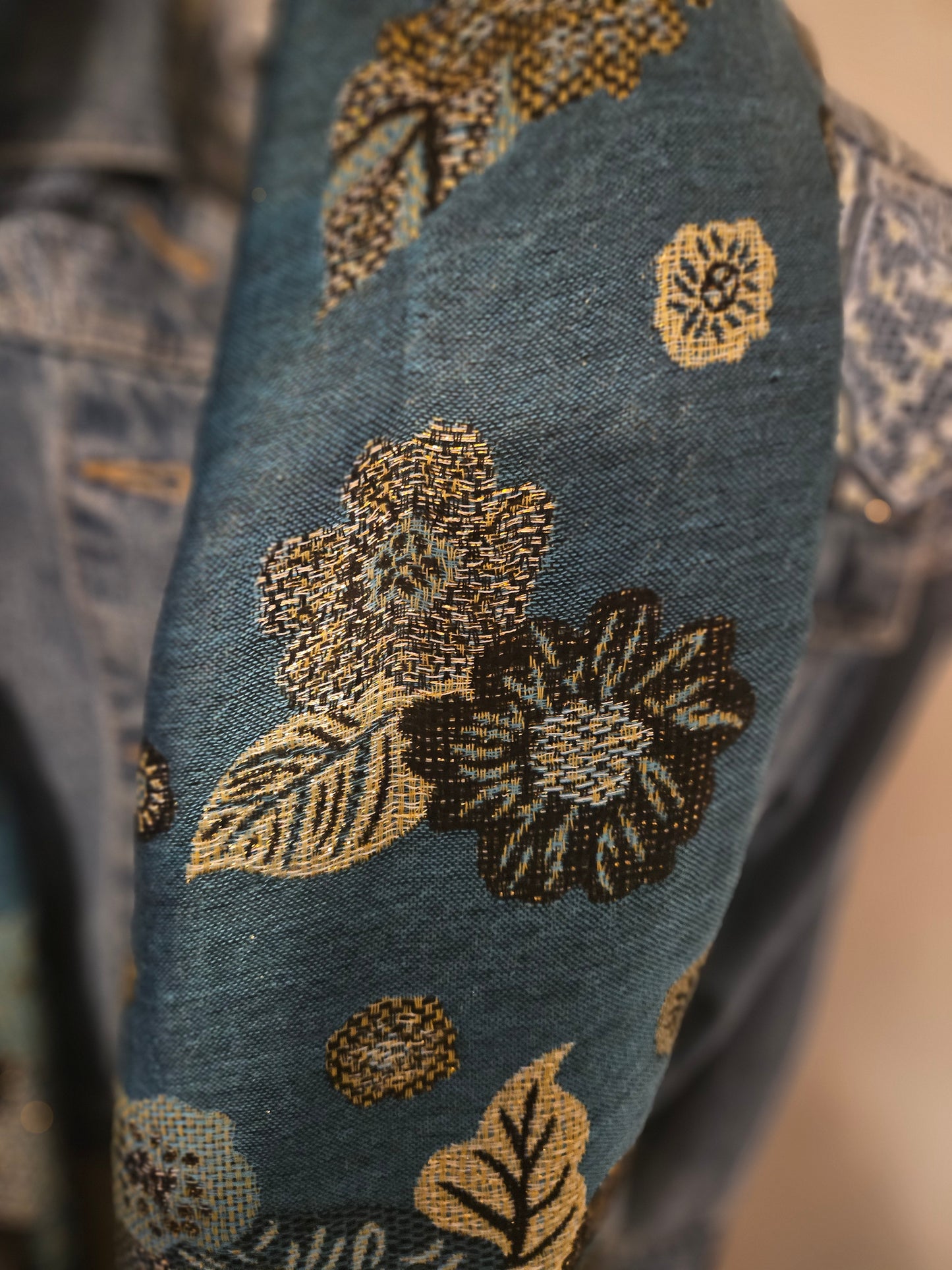 Écharpe/Châle/Pashmina bleu turquoise doré
