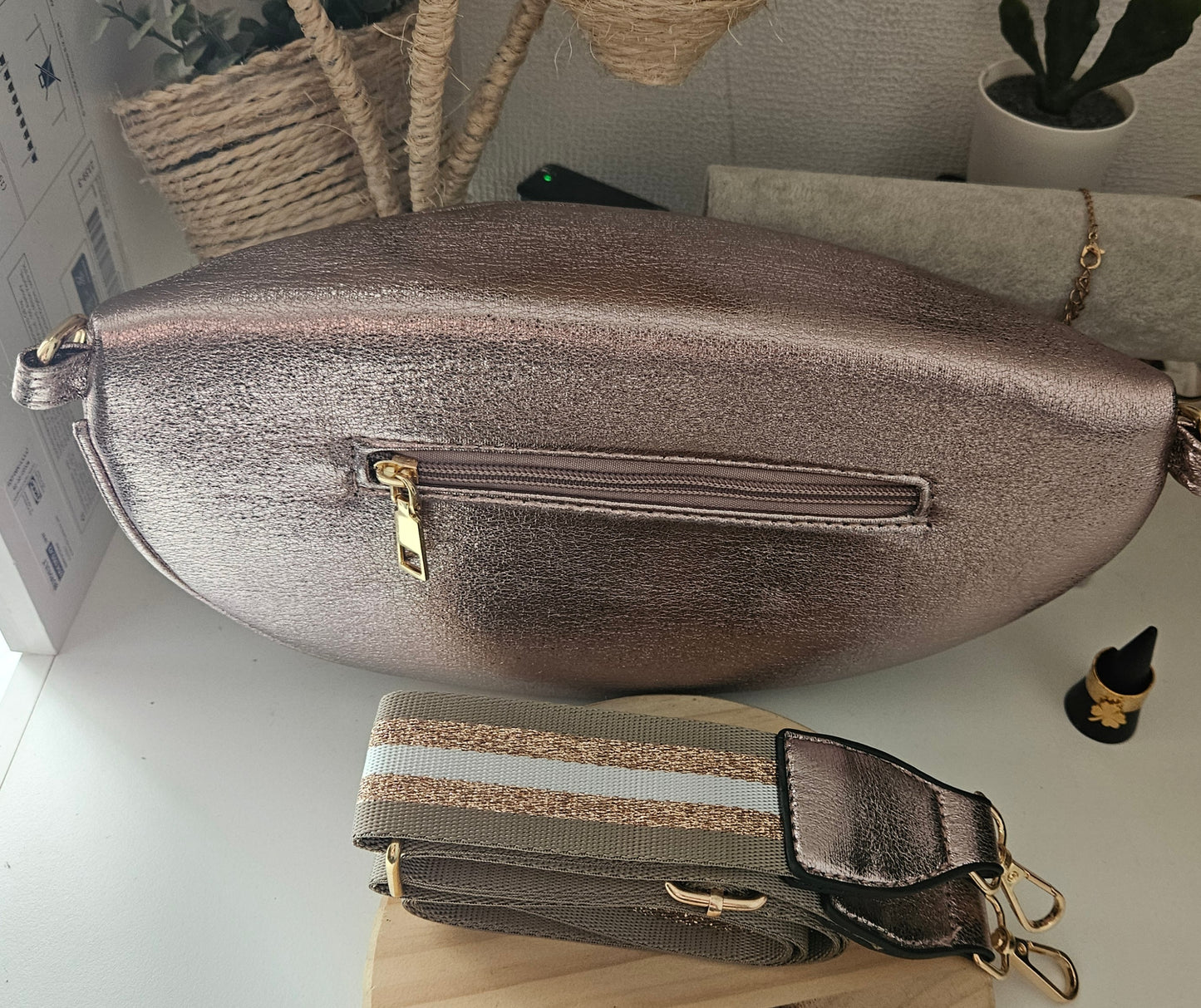Sac banane argenté doré reflet tendance