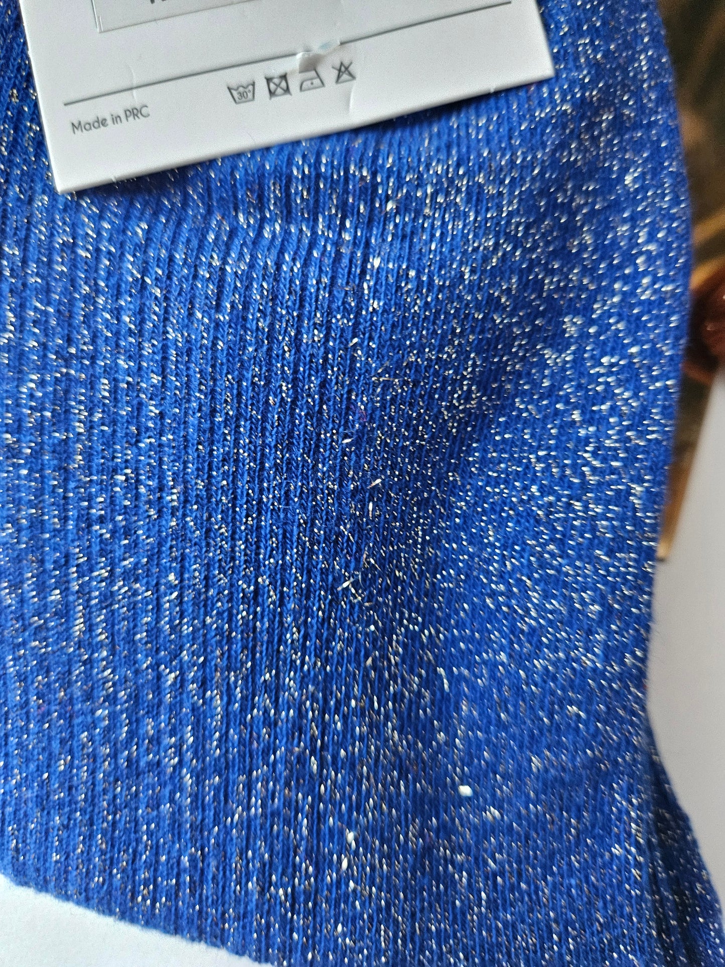 Chaussette brillante bleu roi (36-41).