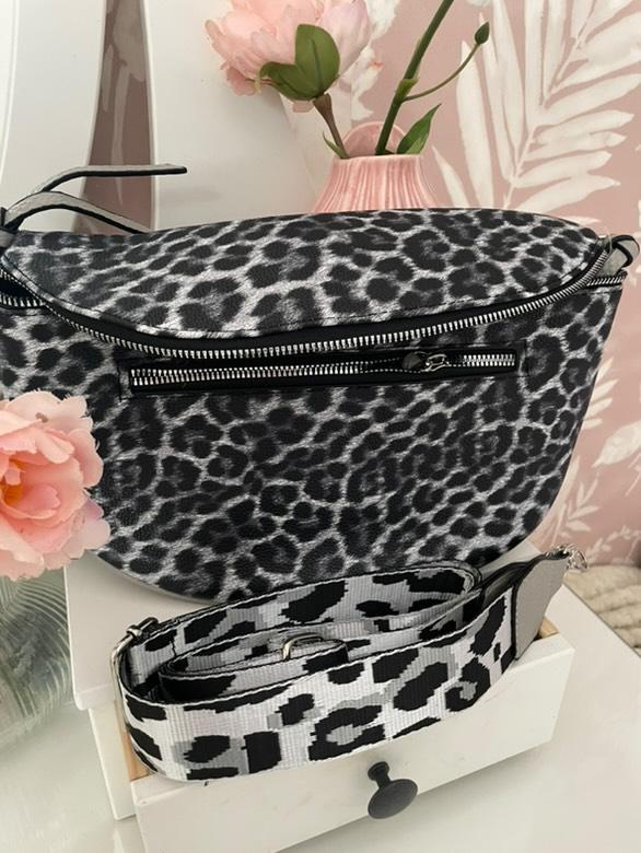 Grand Sac banane léopard noir/gris