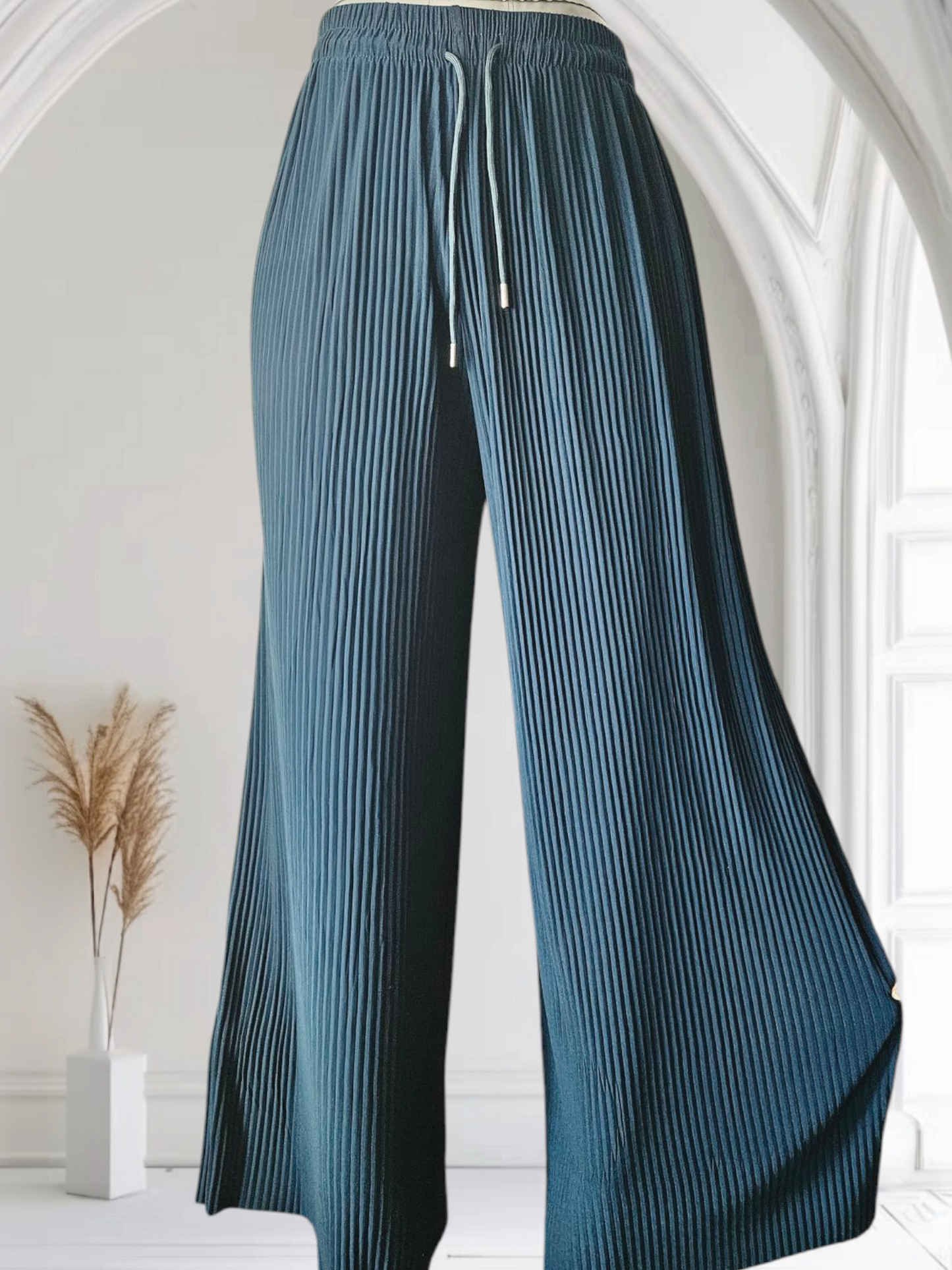 Pantalon large plissée bleu pétrole