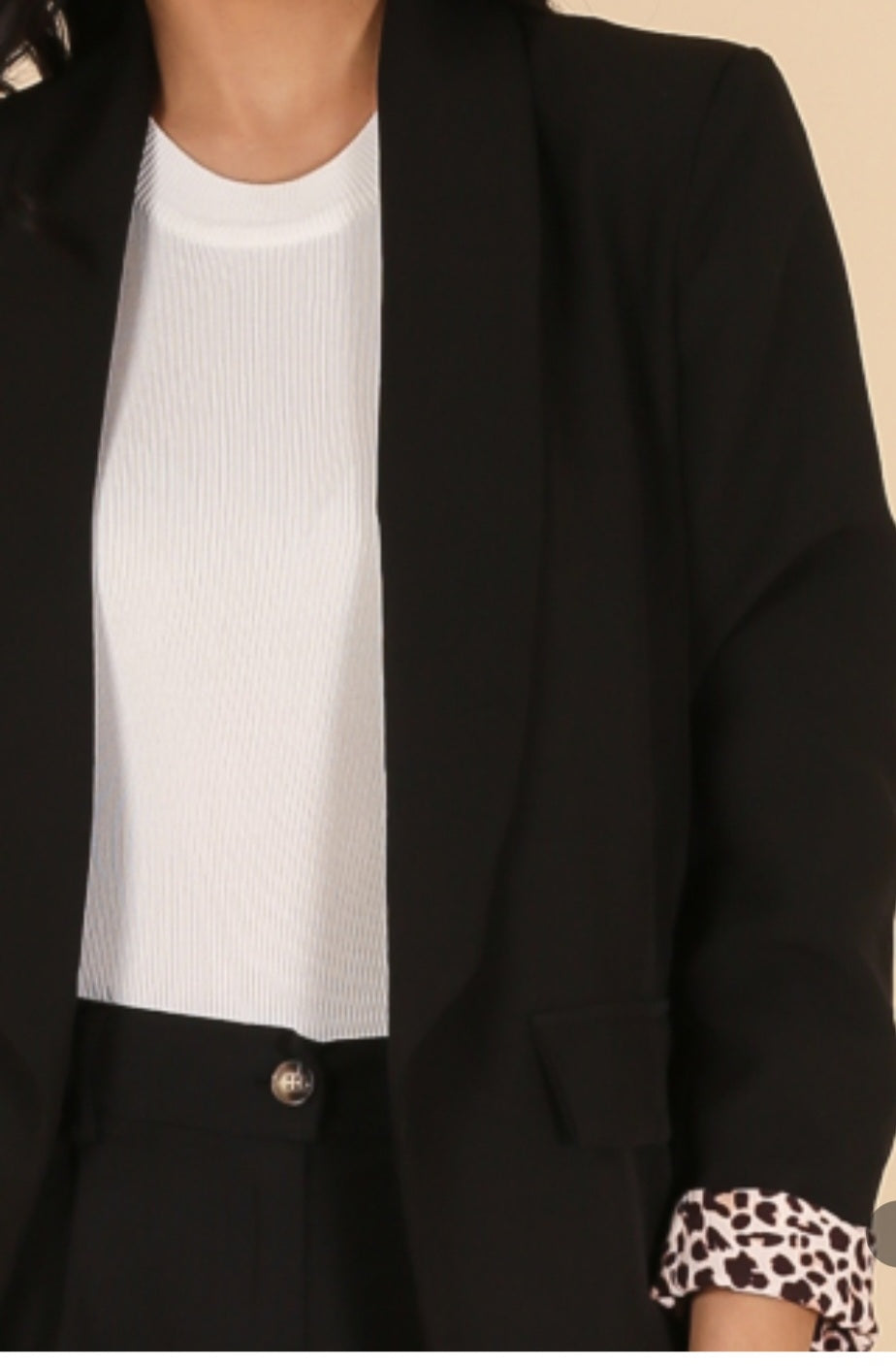 Blazer veste manche revers léopard