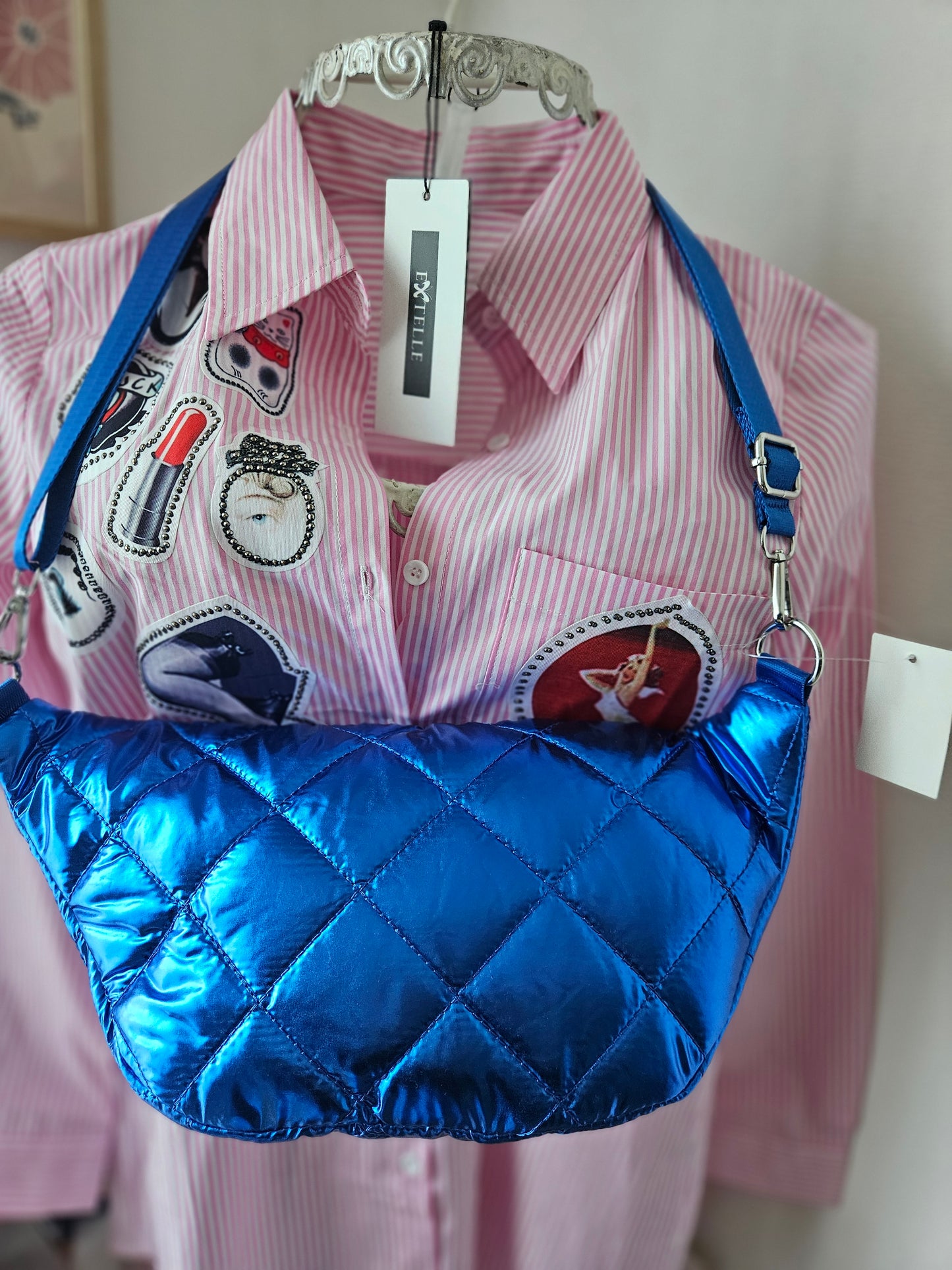 Sac banane bandoulière bleu roi XXL matelassé