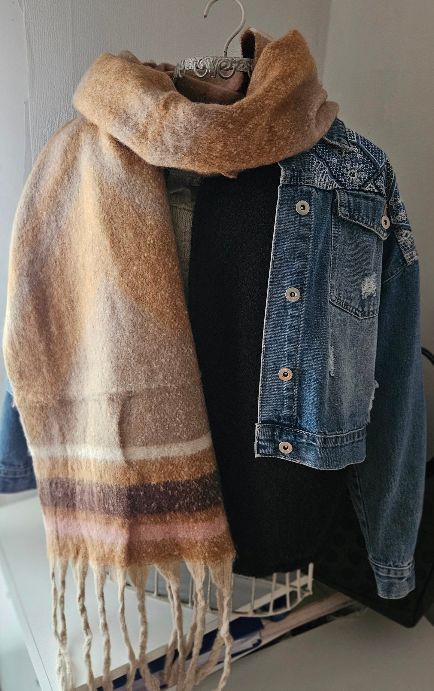 Écharpe degradé de marron camel extra longue en viscose