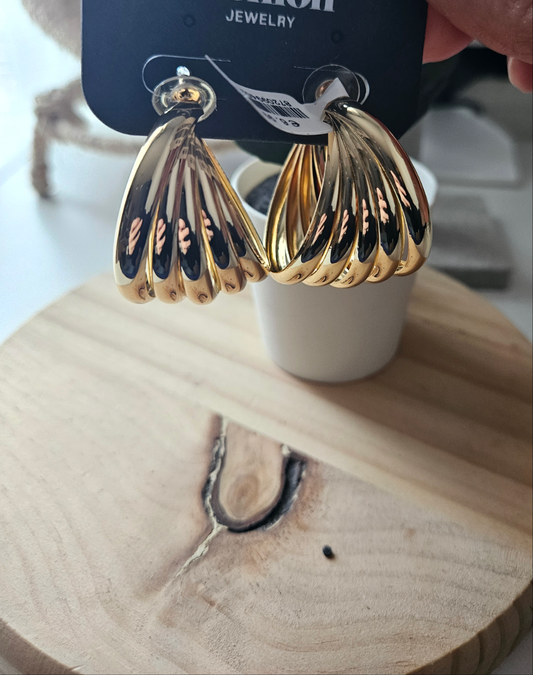 Boucles d'oreilles dorées/  argentées plissées – Élégance et modernité