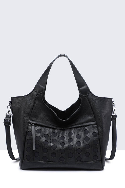 Grand Sac à main noir shoping perforé