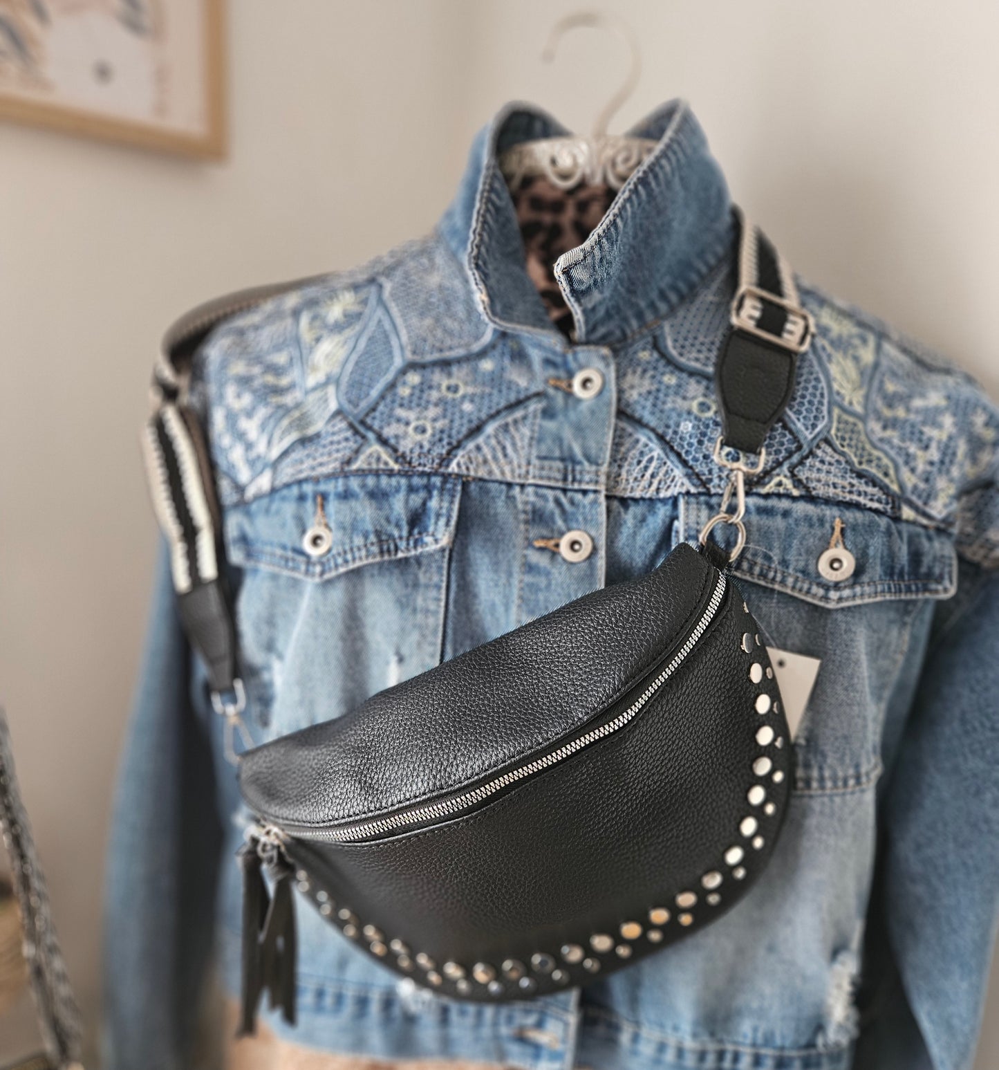 Sac banane crossbody clouté couleur au choix