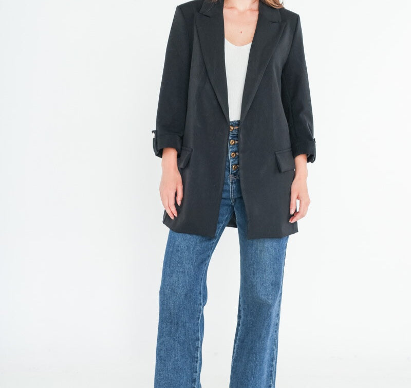 Blazer noir manches 3/4