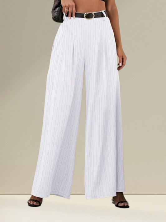 Pantalon large à rayures blanc
