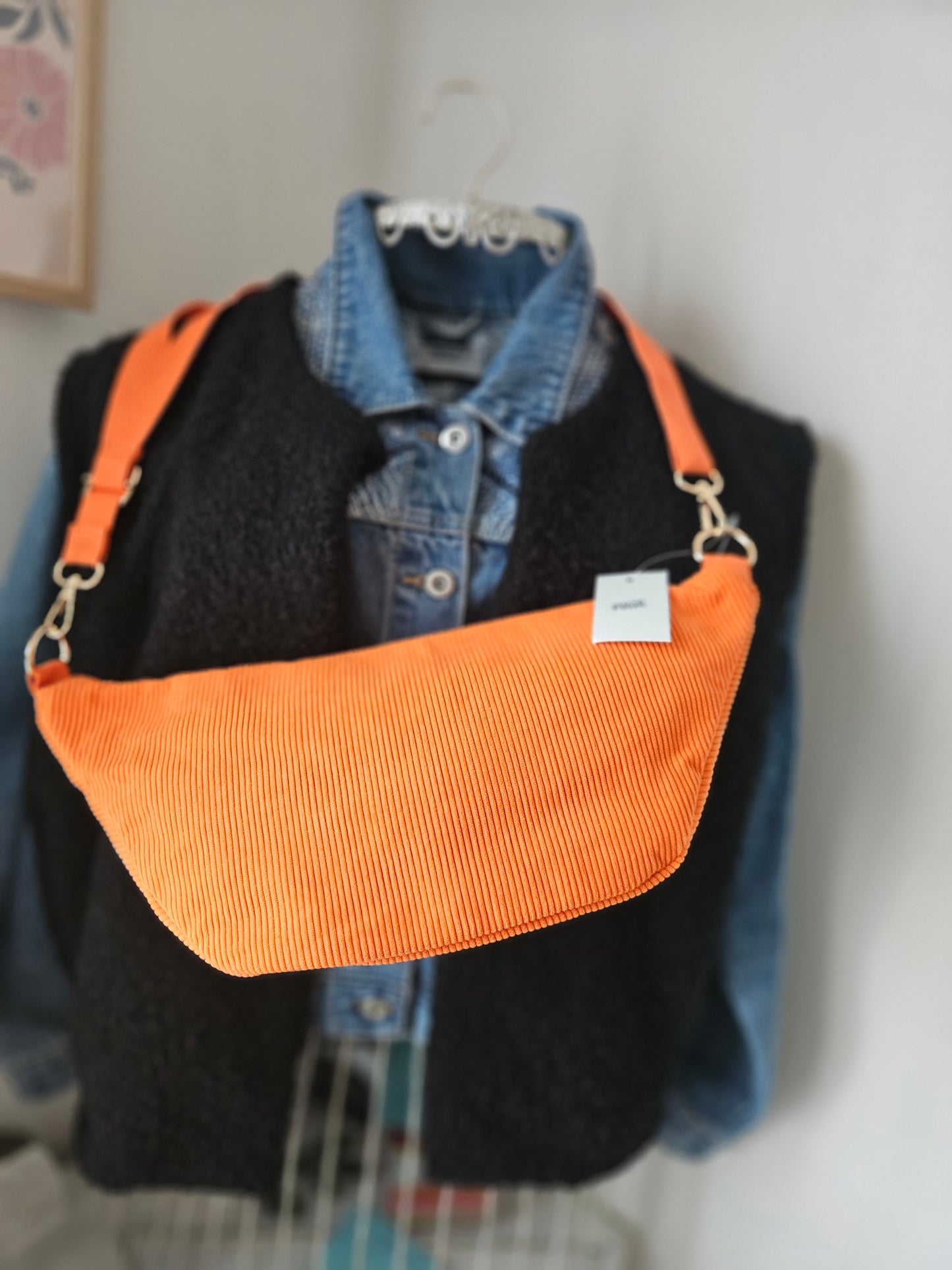 Sac banane en velours côtelé XXL orange