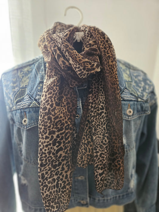 Foulard marron  léopard