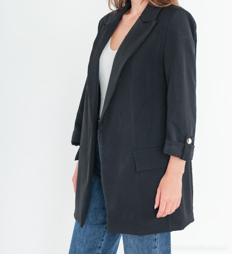 Blazer noir manches 3/4