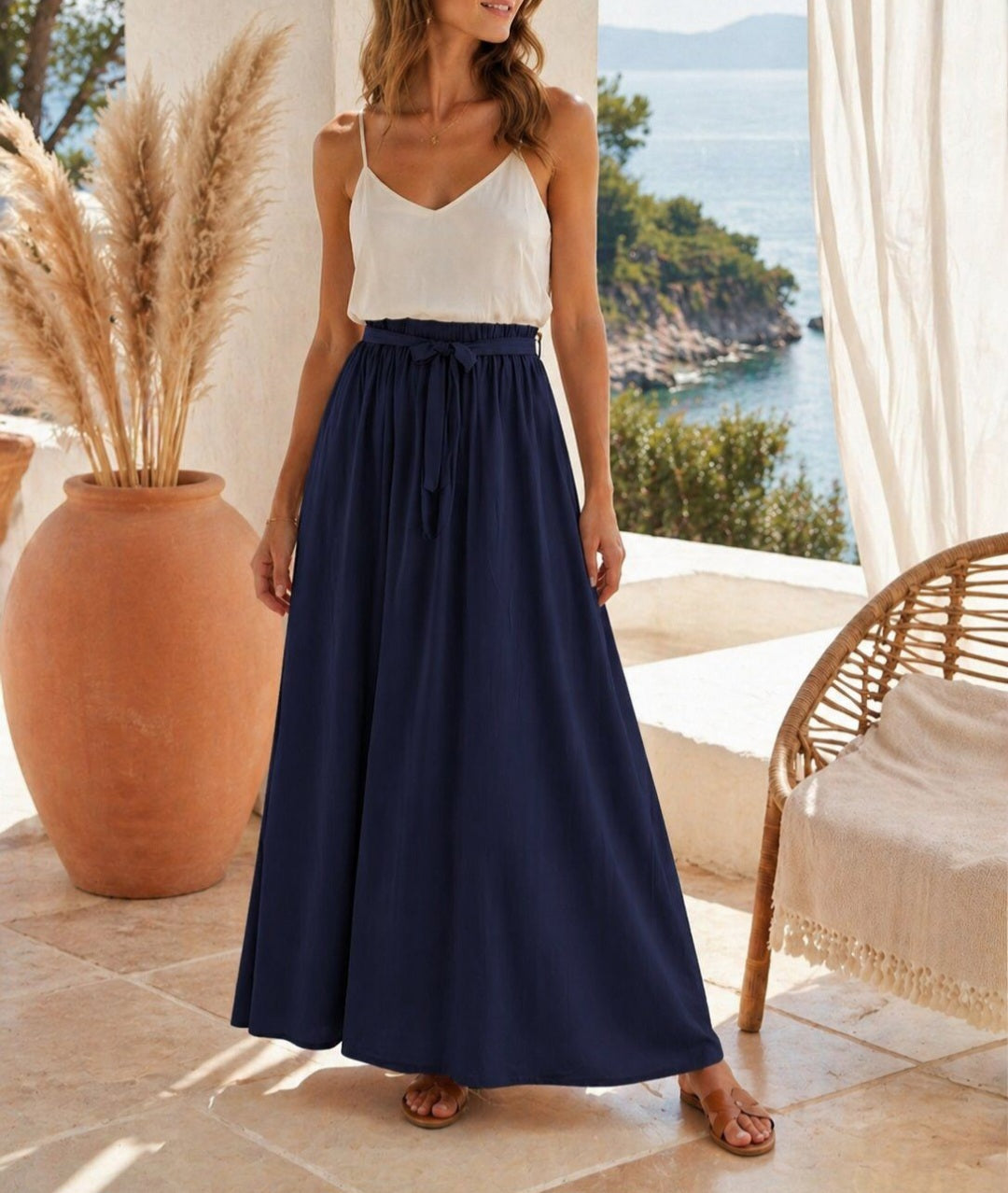 Jupe longue 100% coton doublée (en Noir,Taupe,Marine,Rouge,Kaki,blanche.)