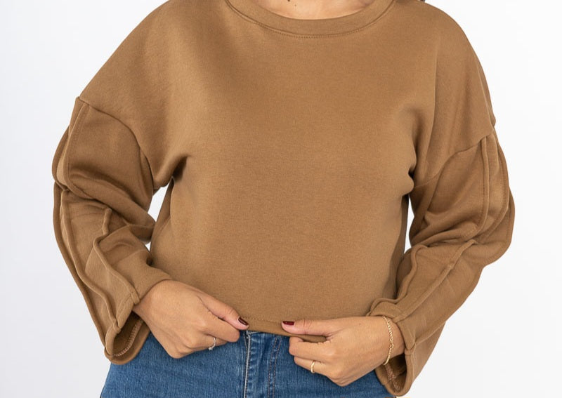 Sweat  crop top Camel