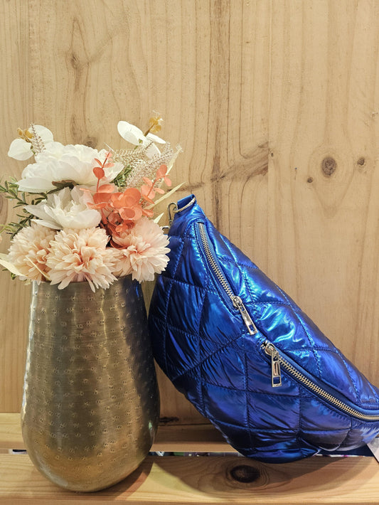 Sac banane bandoulière bleu roi XXL matelassé