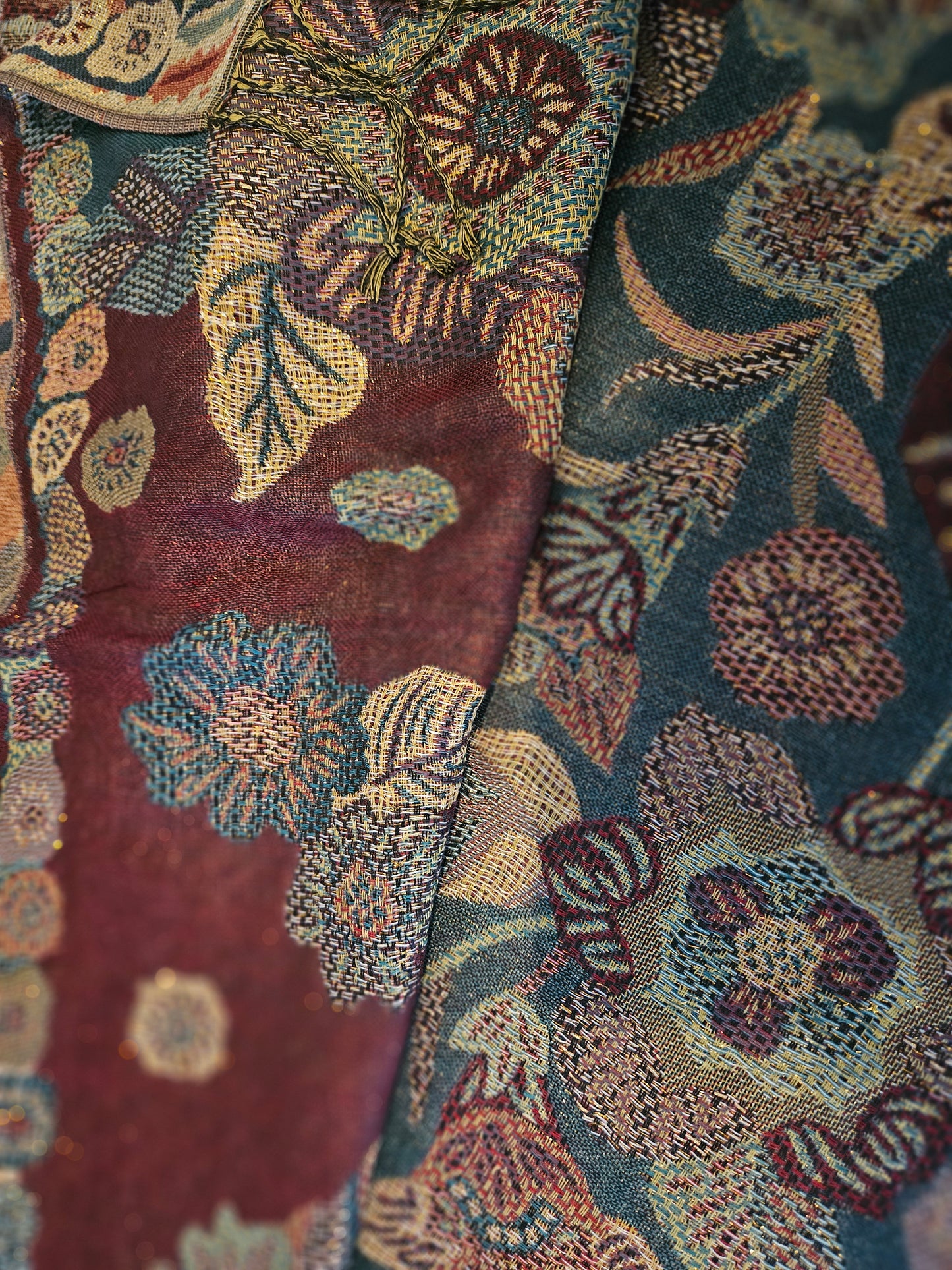 Écharpe/Châle/Pashmina bordeaux vert doré