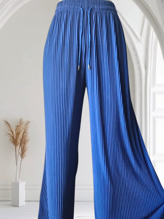 Pantalon large plissé bleu