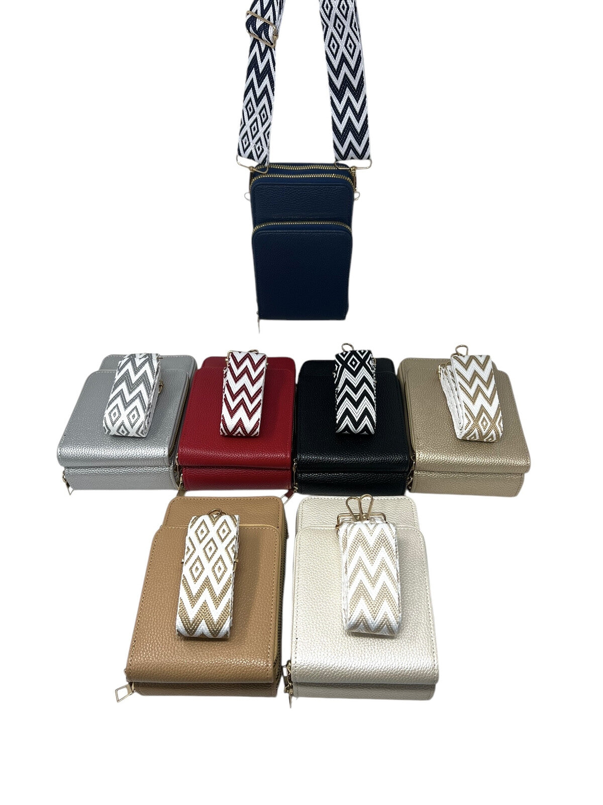 Sac téléphone couleur au choix à 3 compartiment bandoulière assortie