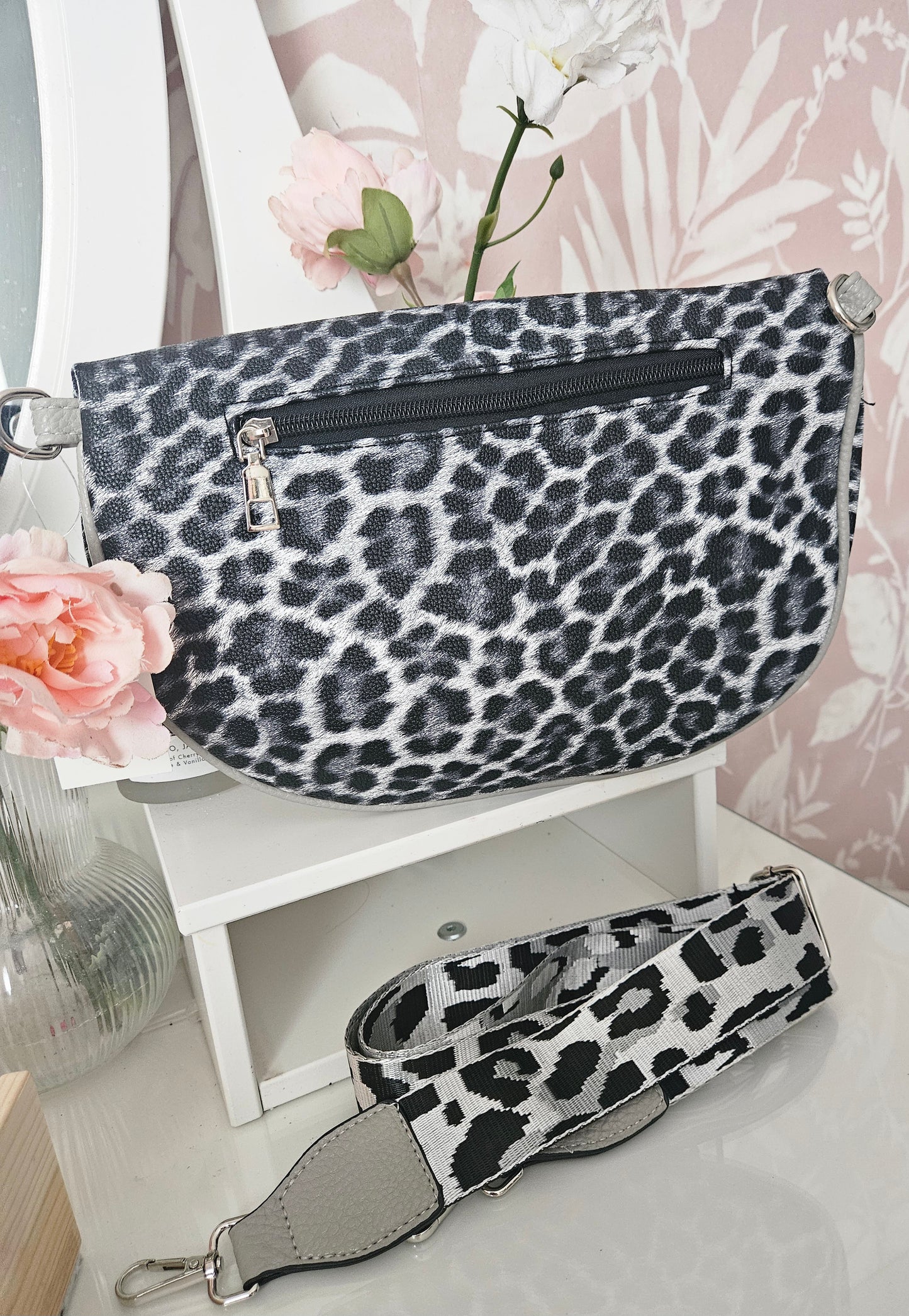 Grand Sac banane léopard noir/gris