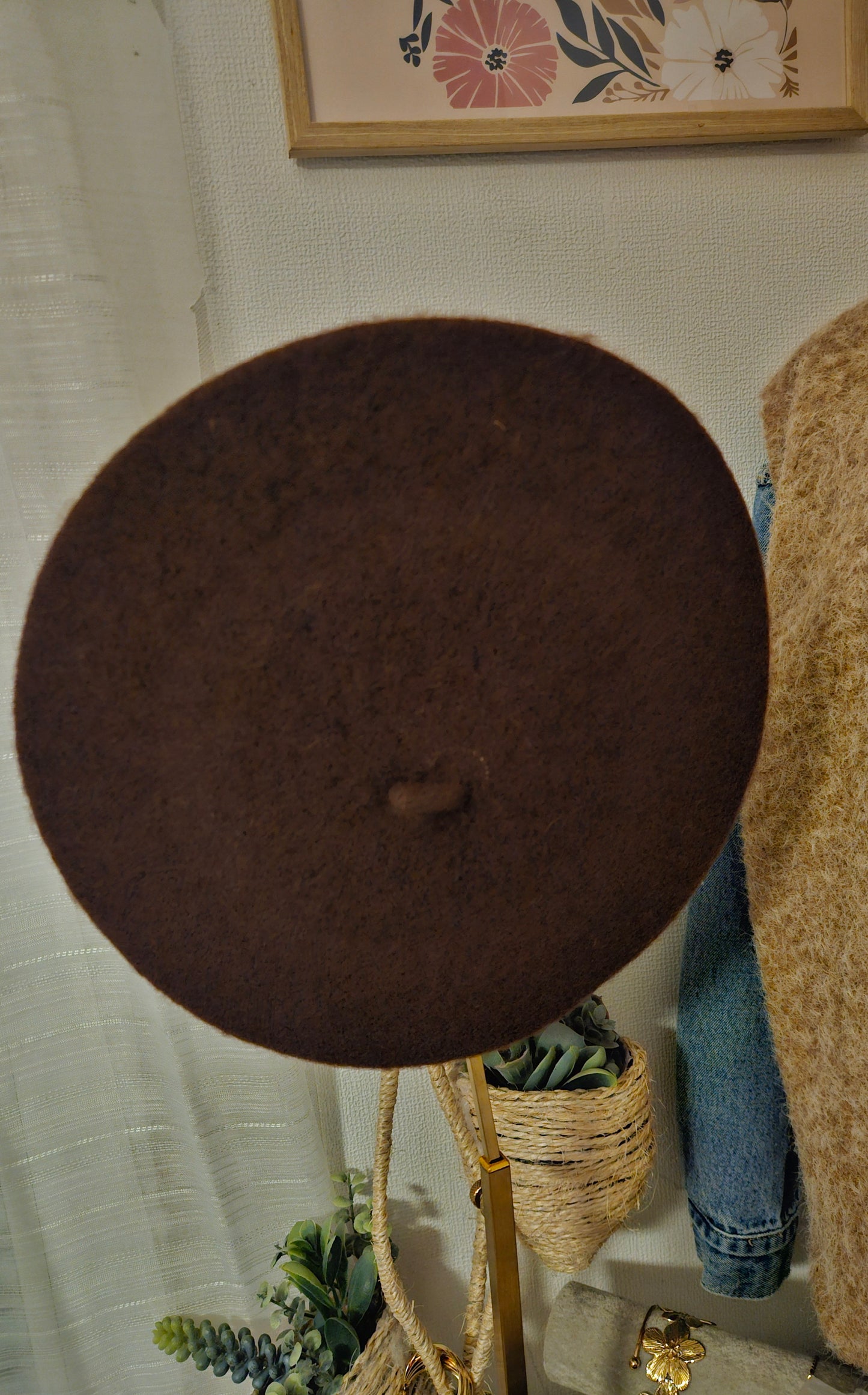 Béret classique uni ton chaud en laine