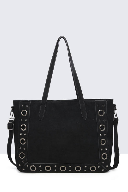 Sac noir en daim nubuck avec bandoulière