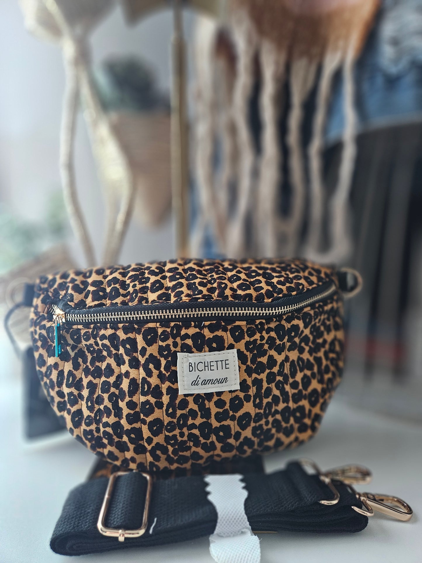 Sac banane léopard marron 100% coton