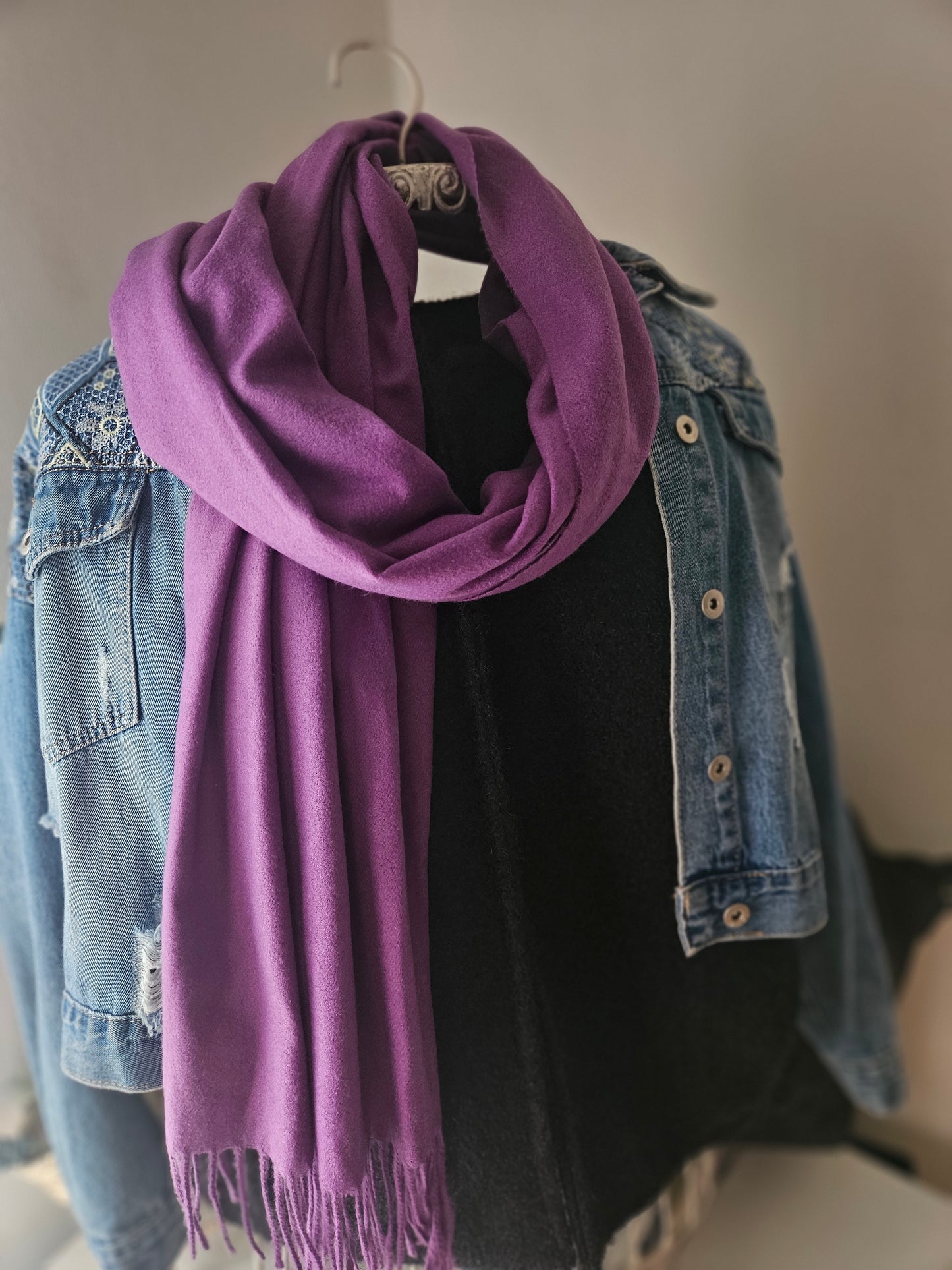 Écharpe unie violette en viscose