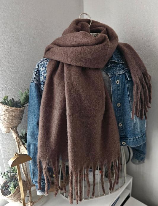 Écharpe marron XL super chaude douce en viscose