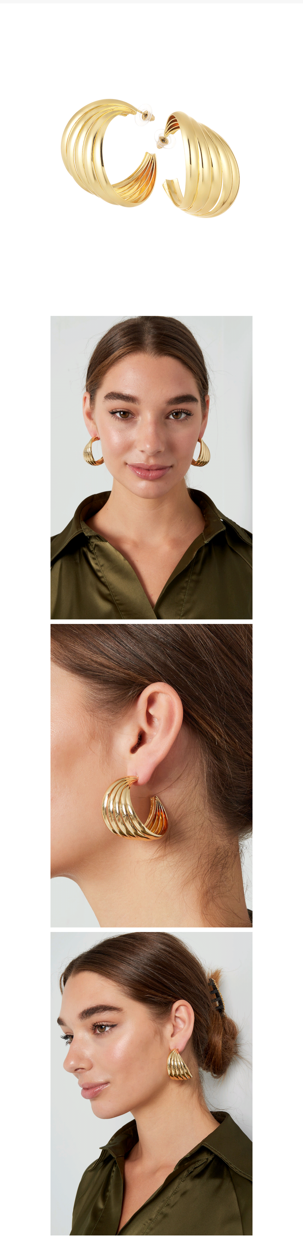 Boucles d'oreilles dorées/  argentées plissées – Élégance et modernité