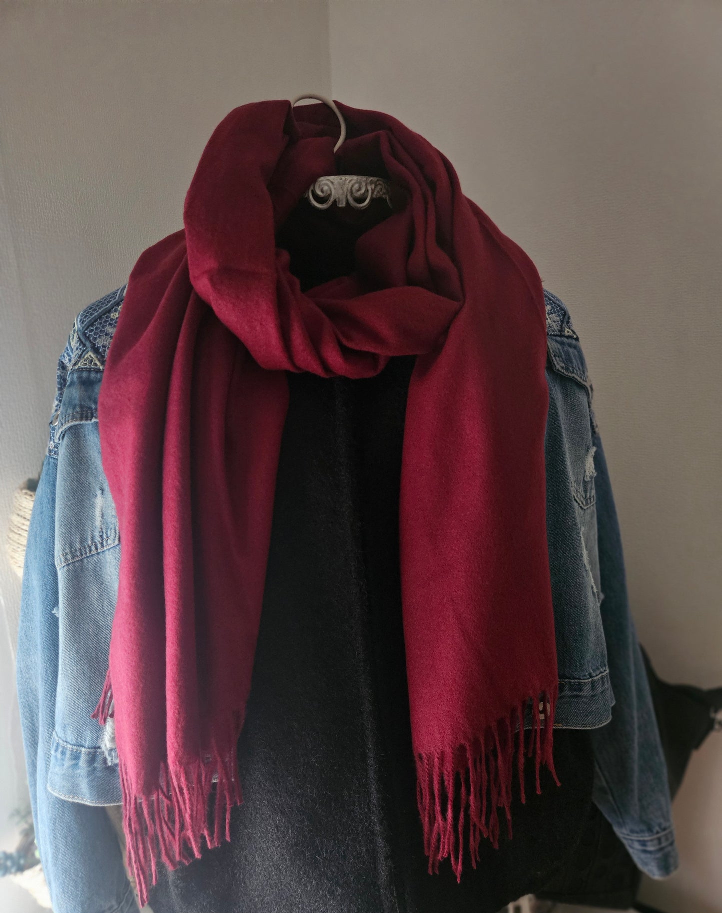 Écharpe unie bordeaux en viscose