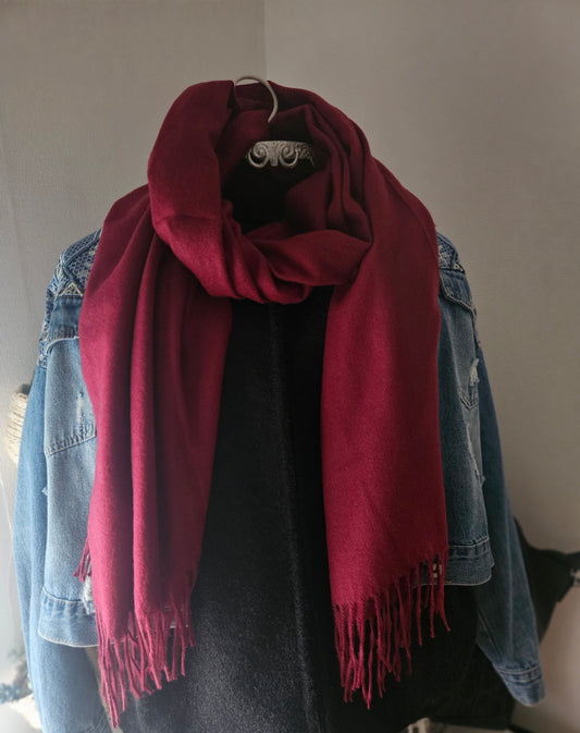 Écharpe unie bordeaux en viscose