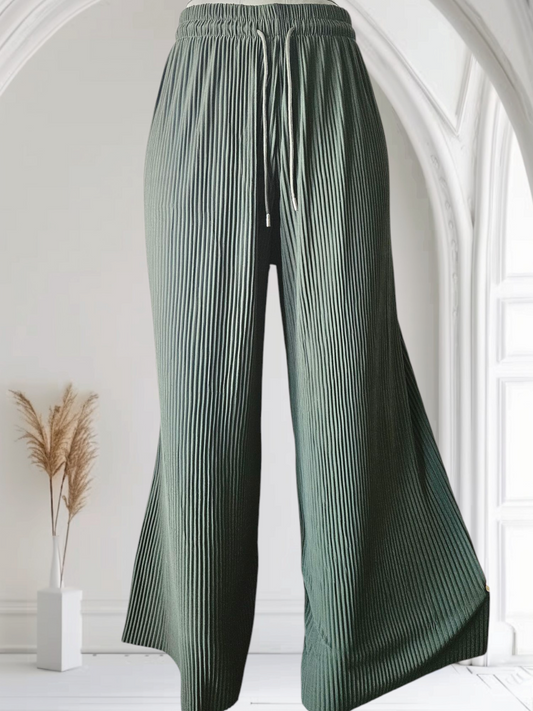 Pantalon large plissé kaki