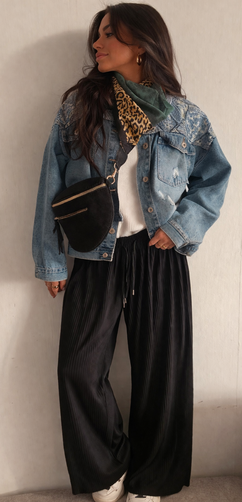 Pantalon large plissé noir