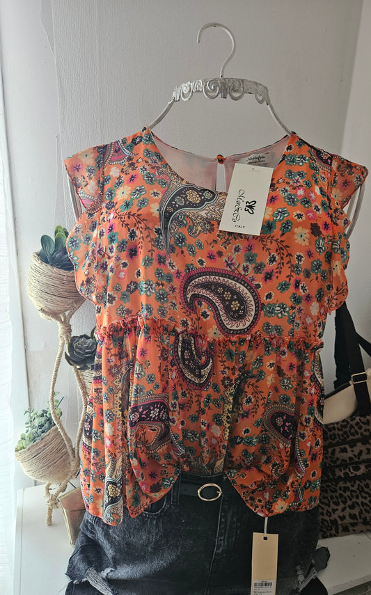 Blouse bohème orange