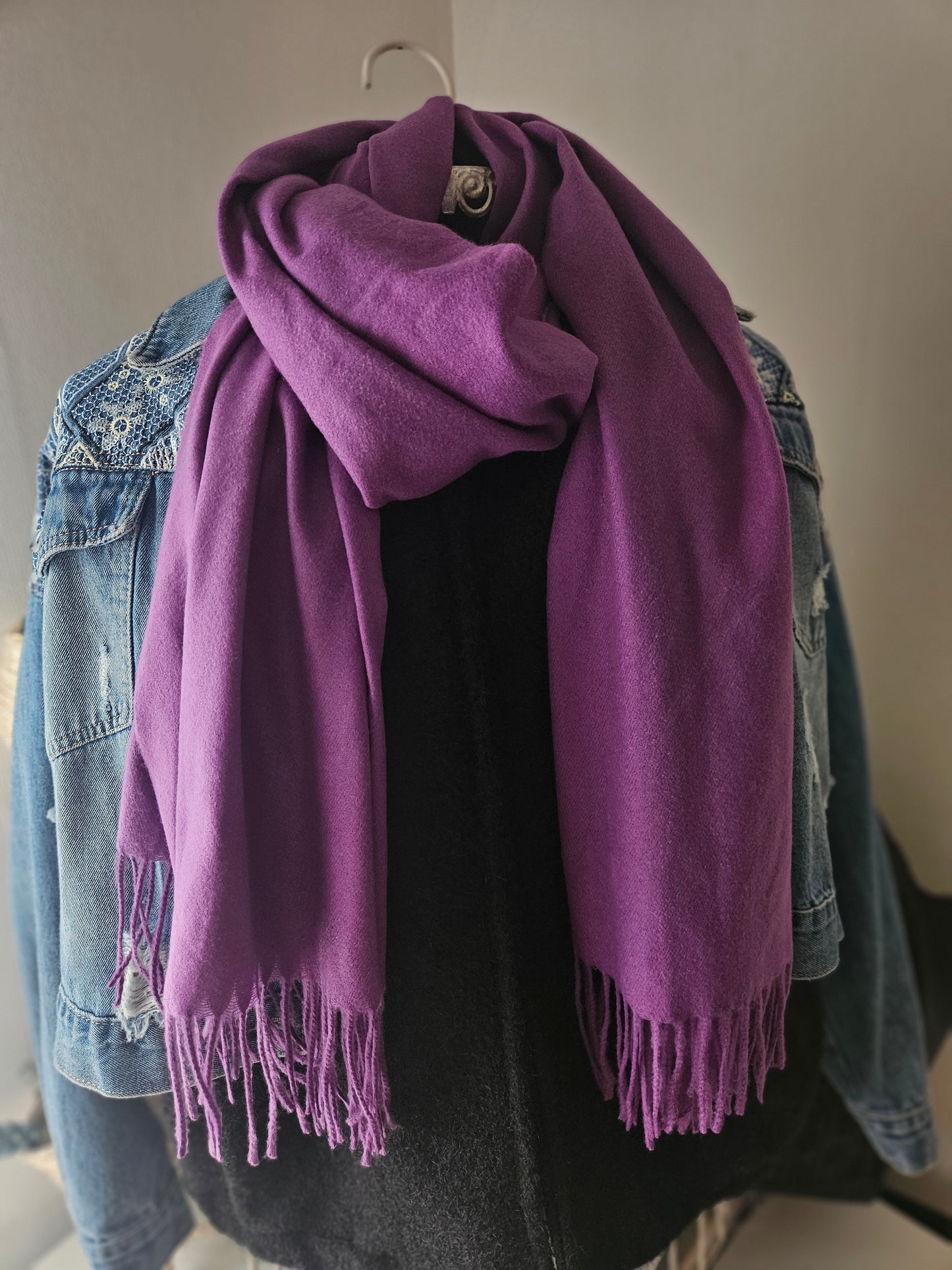 Écharpe unie violette en viscose