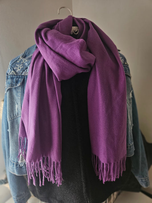 Écharpe unie violette en viscose