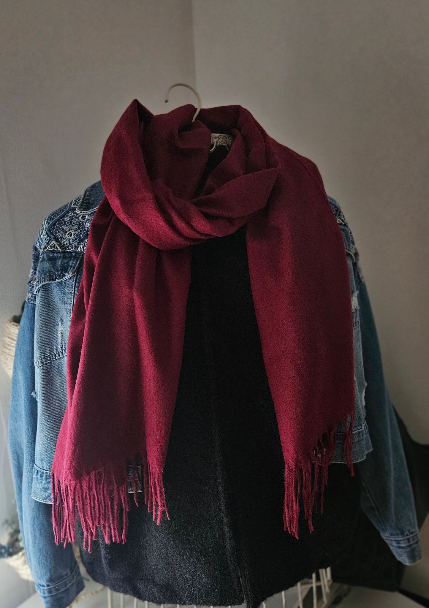 Écharpe unie bordeaux en viscose