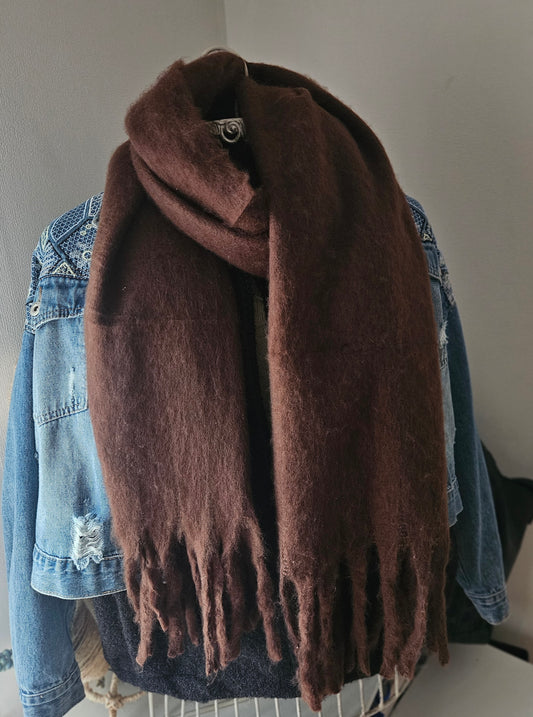 Écharpe marron chocolat extra longue en viscose