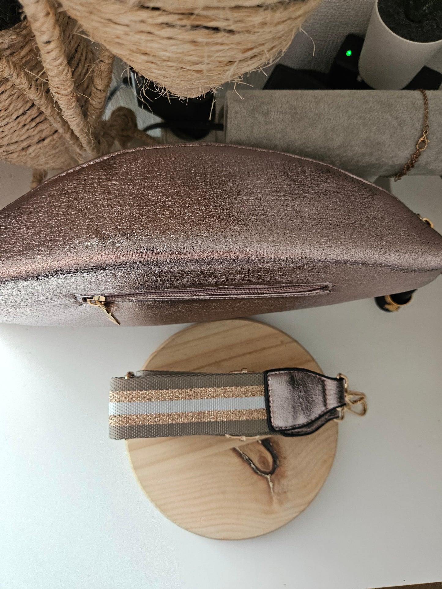 Sac banane argenté doré reflet tendance