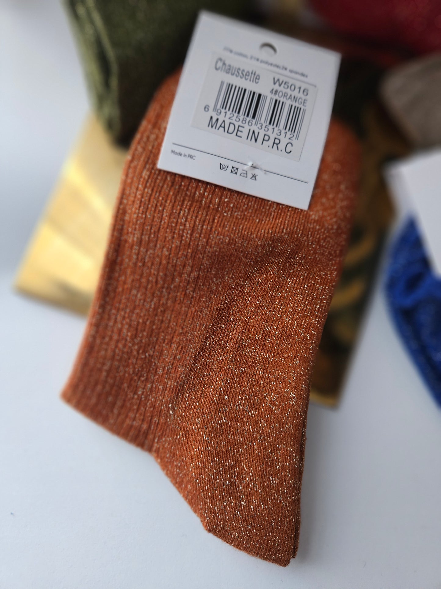 Chaussette brillante rouille/orange (36-41).