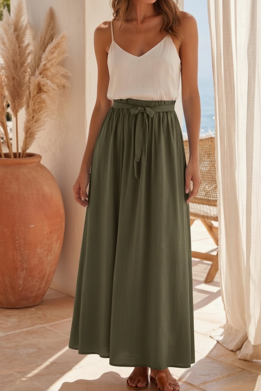 Jupe longue 100% coton doublée (en Noir,Taupe,Marine,Rouge,Kaki,blanche.)