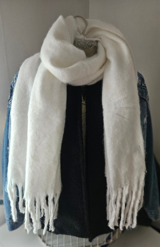 Écharpe blanche extra longue en viscose