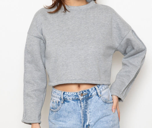 Sweat crop top gris