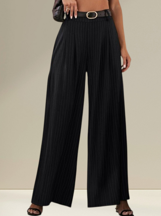 Pantalon large noir à rayures