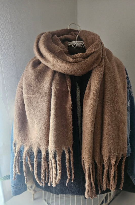 Écharpe camel extra longue en viscose